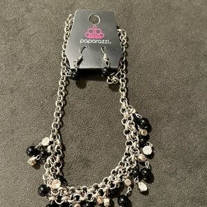 Paparazzi Dazzling Silver Necklace with Black Accents